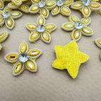 Yellow Rhinestone Flower Patch  Crystal Centre Bead Embellishment Pack of 25