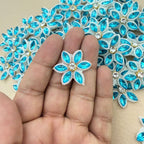 Blue Rhinestone Flower Appliques Patches DIY Craft Supplies - Pack of 25