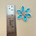 Blue Rhinestone Flower Appliques Patches DIY Craft Supplies - Pack of 25