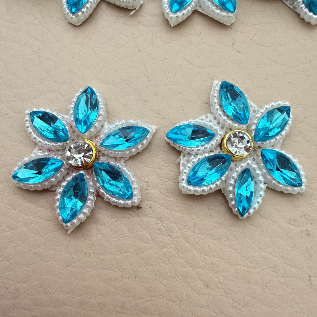 Blue Rhinestone Flower Appliques Patches DIY Craft Supplies - Pack of 25