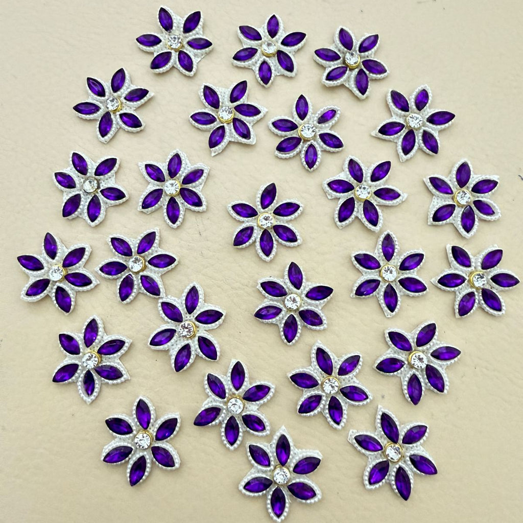 Purple Floral Applique handmade Sew on Patch – Pack of 25