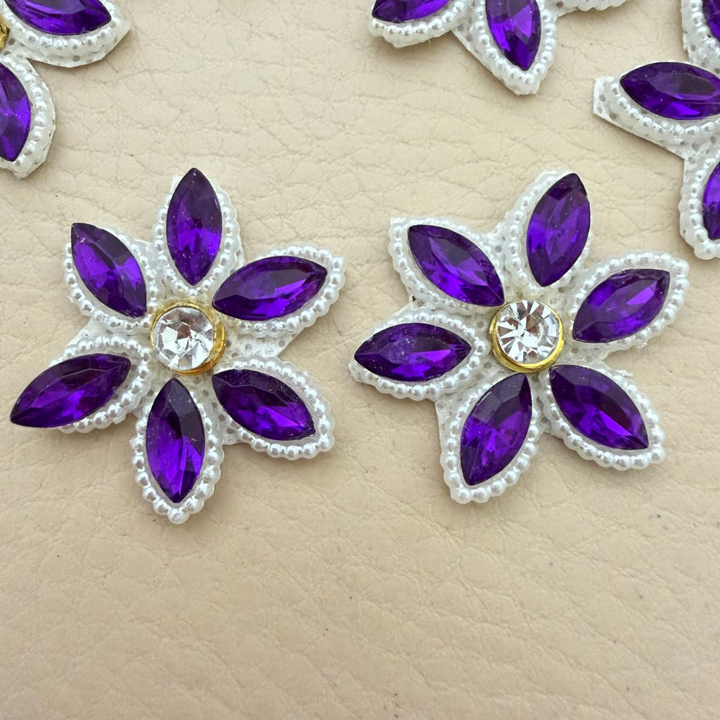 Purple Floral Applique handmade Sew on Patch – Pack of 25