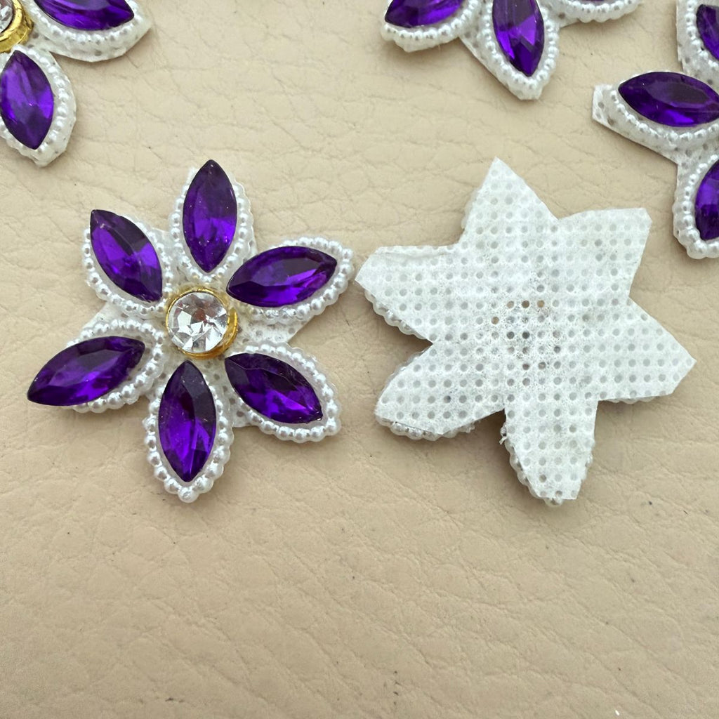 Purple Floral Applique handmade Sew on Patch – Pack of 25