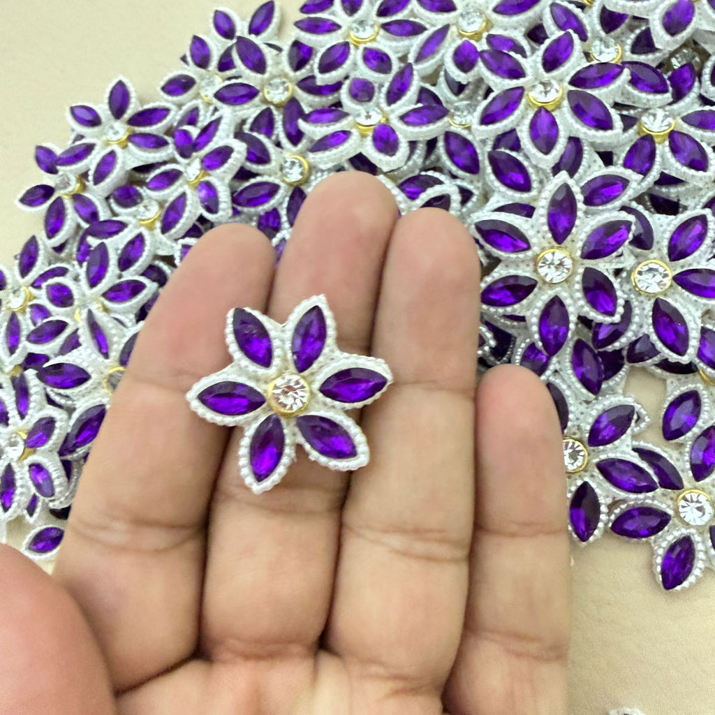 Purple Floral Applique handmade Sew on Patch – Pack of 25