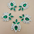 Emerald Green Rhinestone Applique Patch – Pack of 5 | Crystal Embellishment
