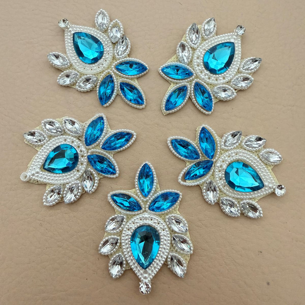 Blue Rhinestone Applique for Indian Outfit Motifs Patch – Pack of 5