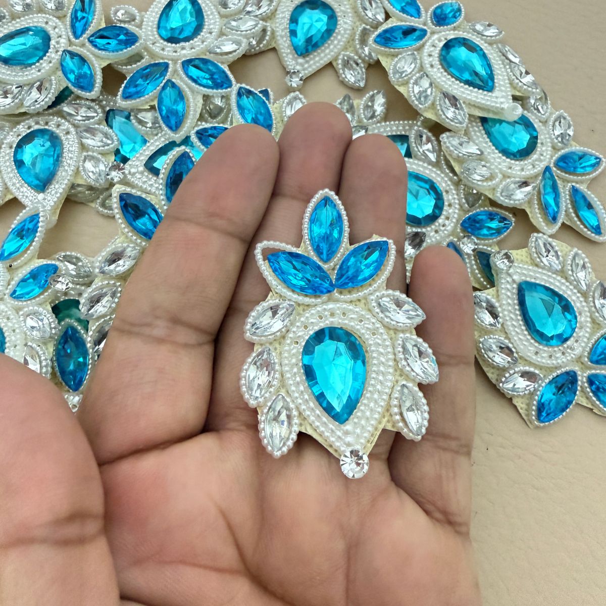 Blue Rhinestone Applique for Indian Outfit Motifs Patch – Pack of 5
