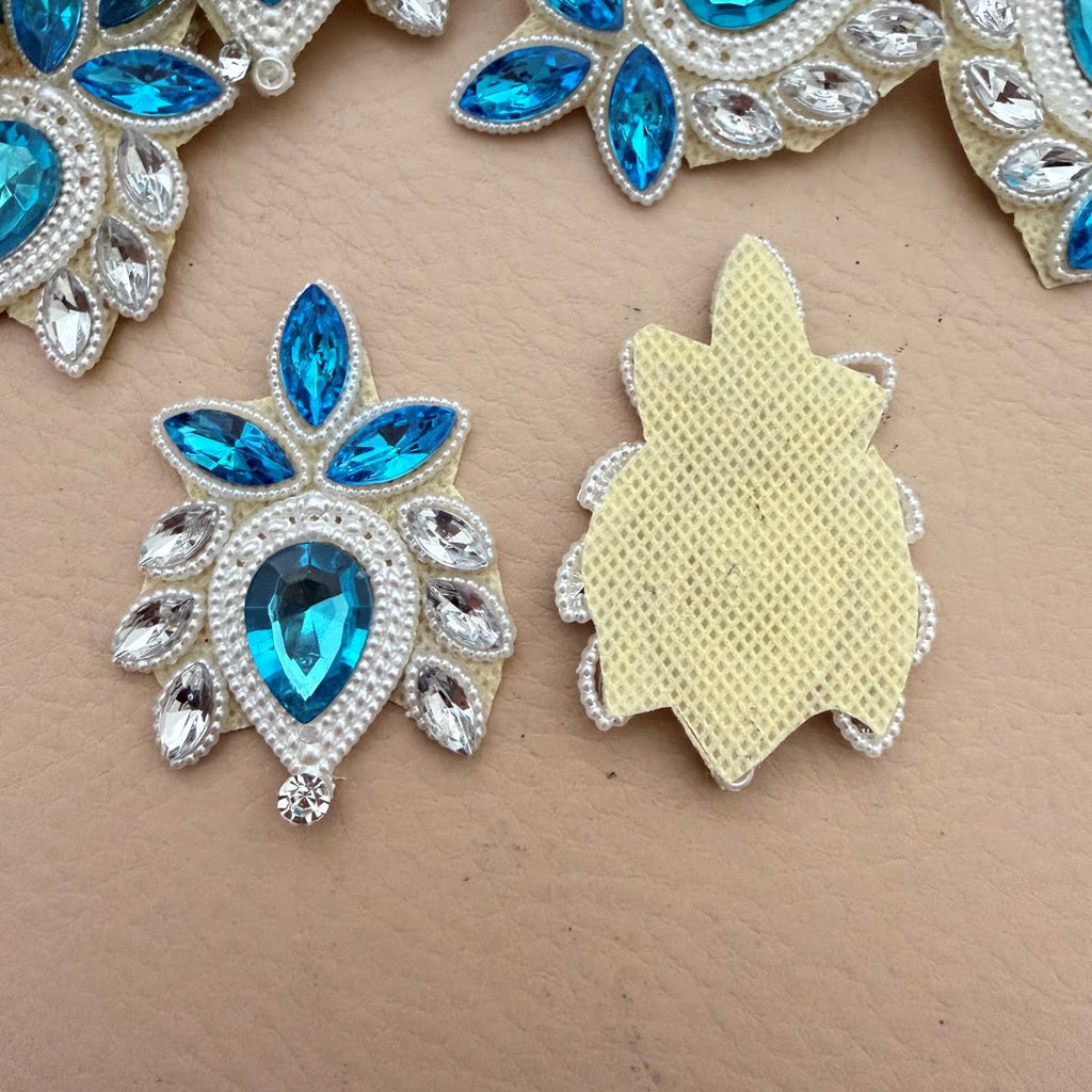Blue Rhinestone Applique for Indian Outfit Motifs Patch – Pack of 5