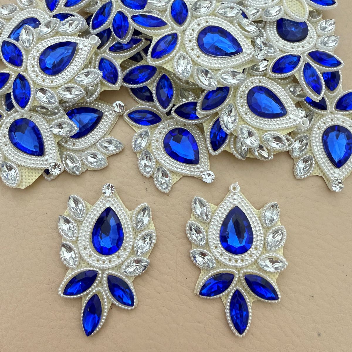 Royal Blue Rhinestone Applique Patch For Lehenga Embellishment – Pack of 5