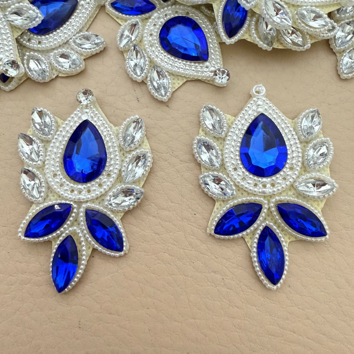 Royal Blue Rhinestone Applique Patch For Lehenga Embellishment – Pack of 5