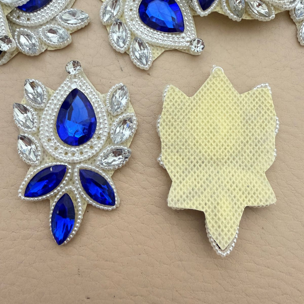 Royal Blue Rhinestone Applique Patch For Lehenga Embellishment – Pack of 5