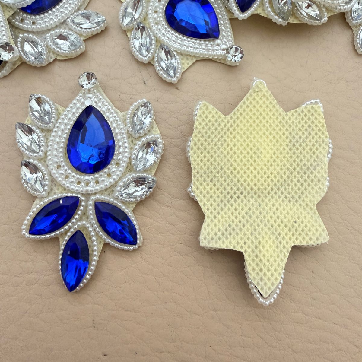 Royal Blue Rhinestone Applique Patch For Lehenga Embellishment – Pack of 5