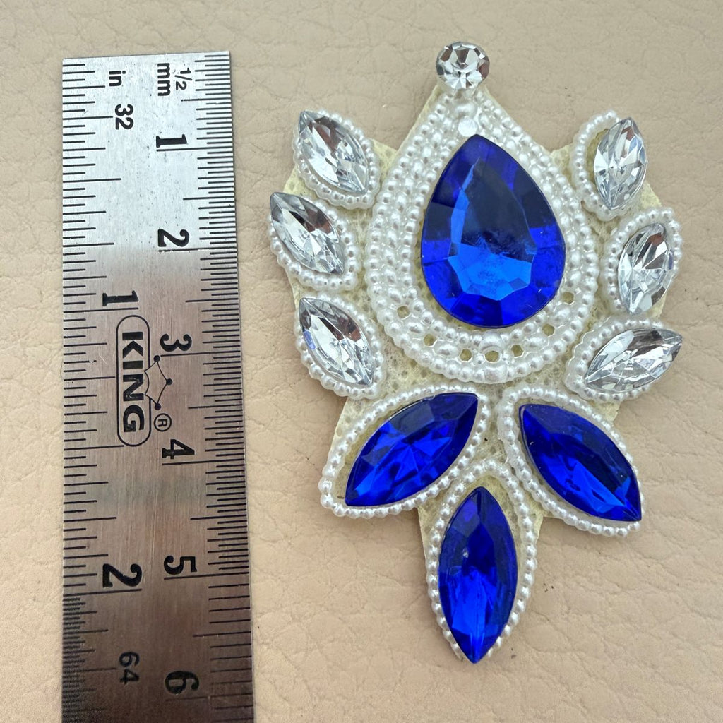 Royal Blue Rhinestone Applique Patch For Lehenga Embellishment – Pack of 5