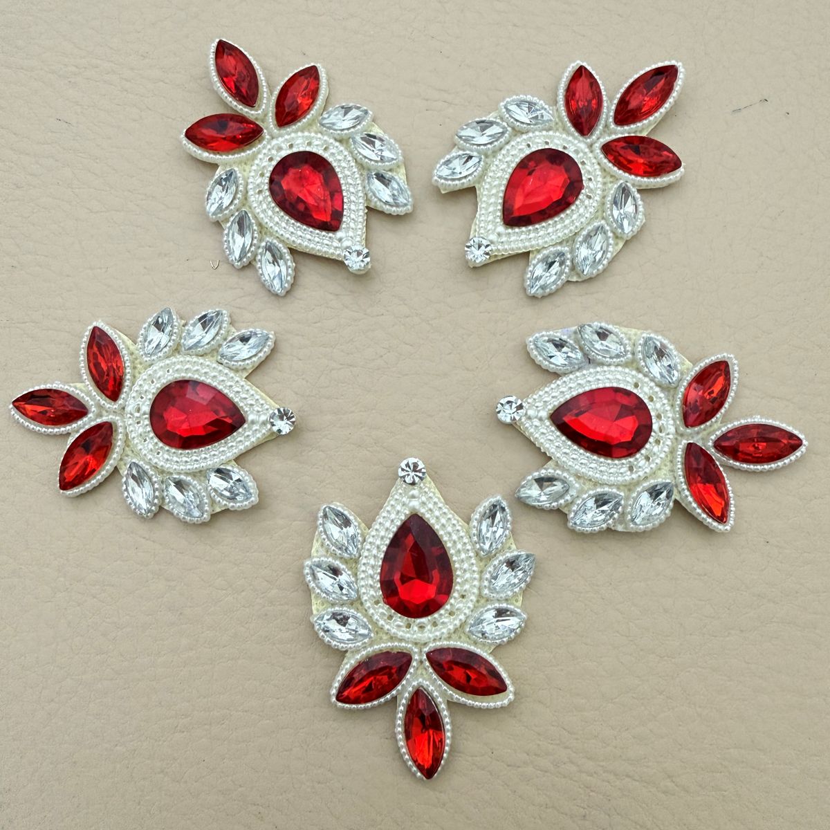 Handmade Applique for ethnic wear Red Motifs Patch – Pack of 5