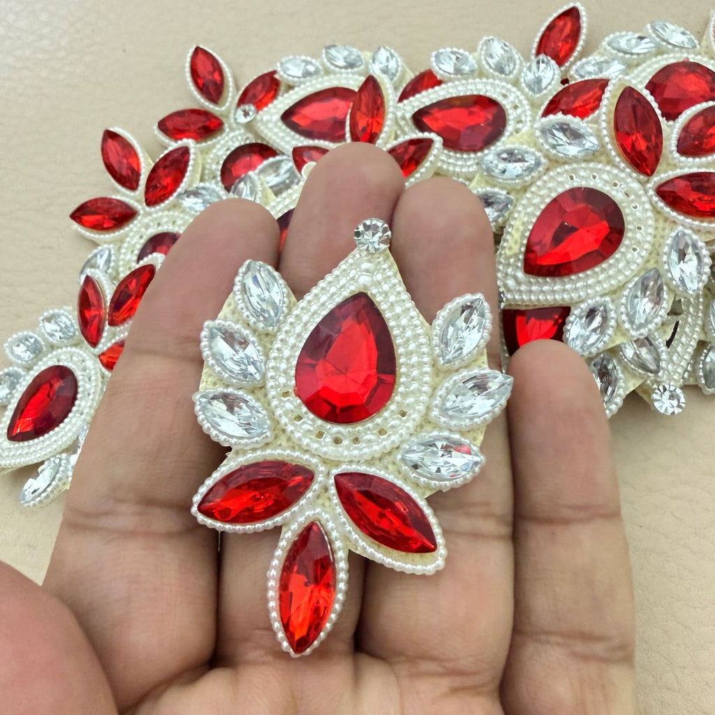 Handmade Applique for ethnic wear Red Motifs Patch – Pack of 5