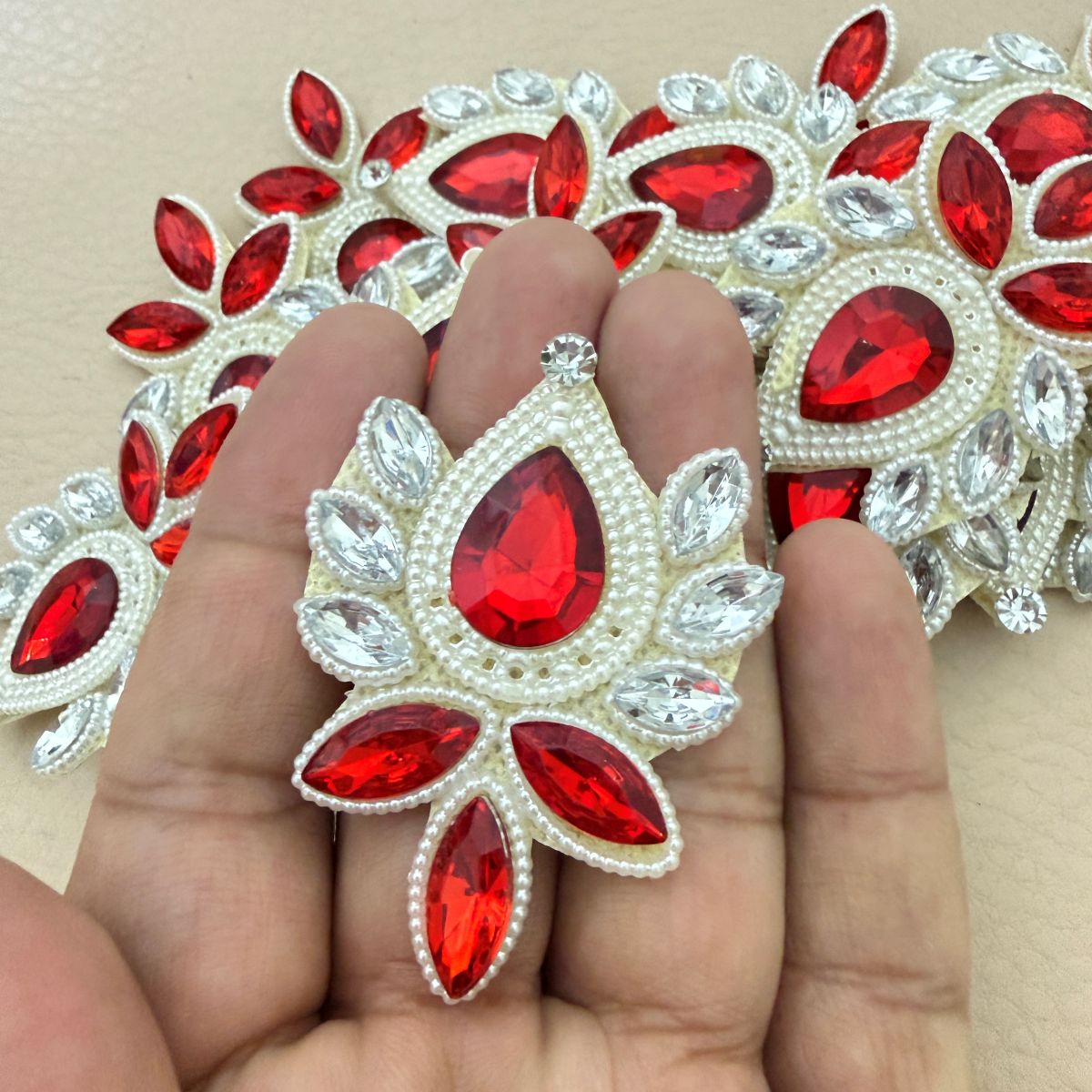Handmade Applique for ethnic wear Red Motifs Patch – Pack of 5