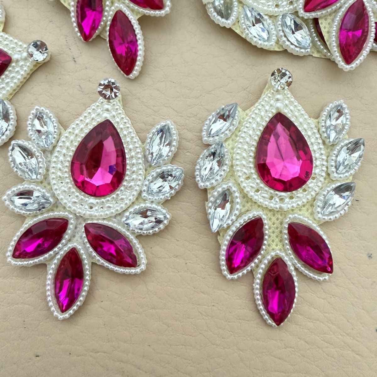 Pink Rhinestone Indian ethnic Applique Patch for Bridal Decor – Pack of 5