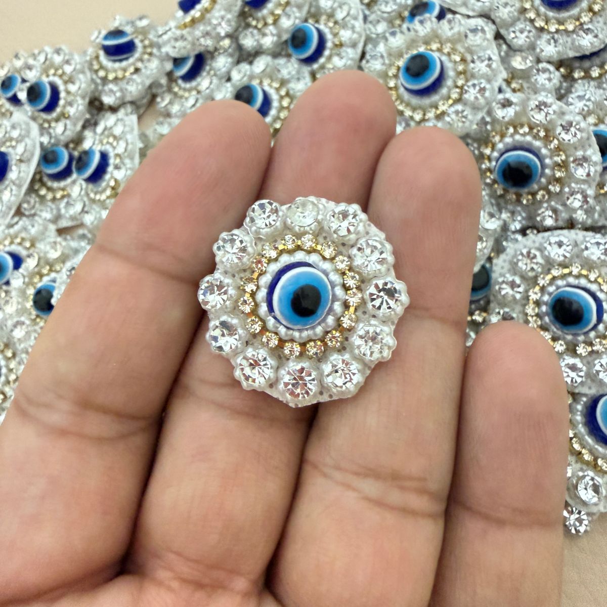 Evil Eye Rhinestone & Pearl Applique Patch – Pack of 25