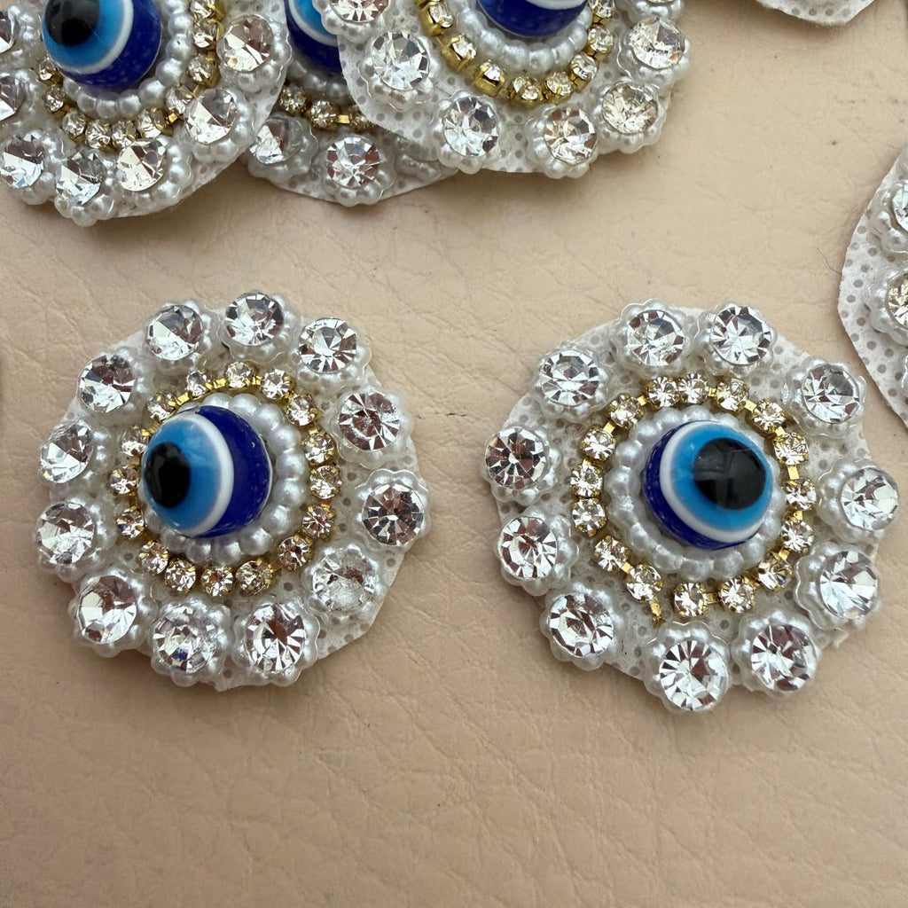 Evil Eye Rhinestone & Pearl Applique Patch – Pack of 25