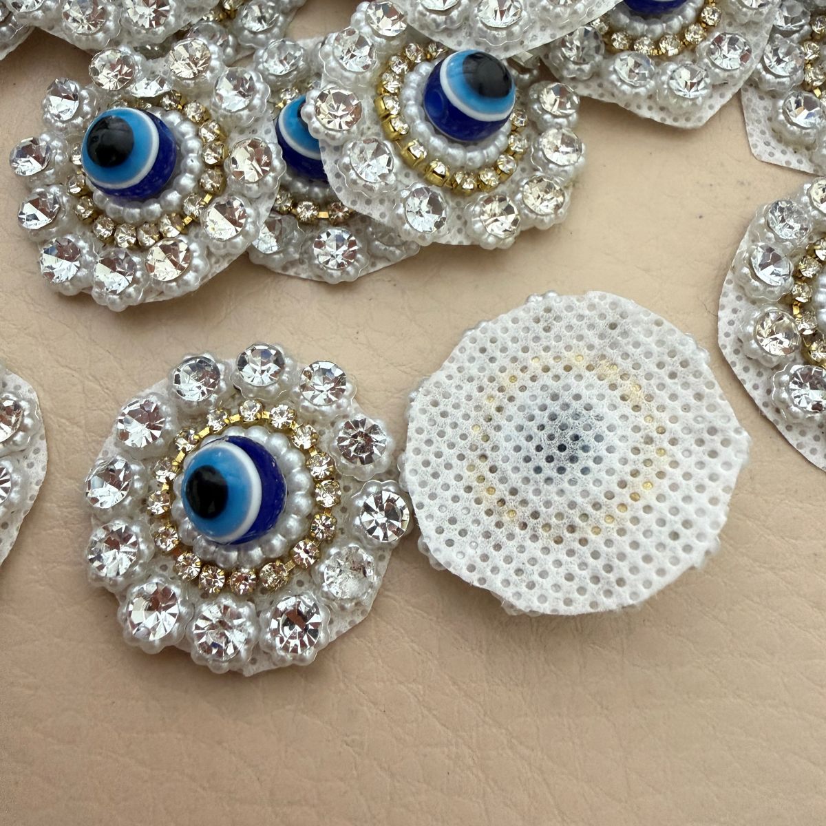 Evil Eye Rhinestone & Pearl Applique Patch – Pack of 25