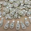 Pearl & Crystal Rhinestone Teardrop Applique Patch – Pack of 25