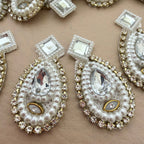 Pearl & Crystal Rhinestone Teardrop Applique Patch – Pack of 25