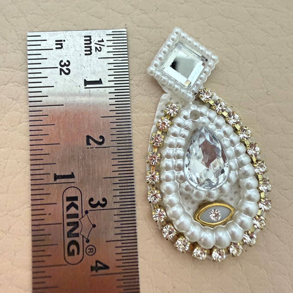 Pearl & Crystal Rhinestone Teardrop Applique Patch – Pack of 25