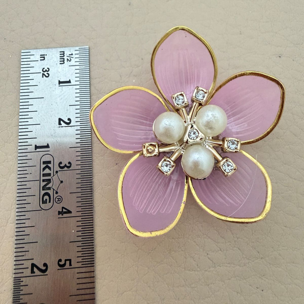 Pink with Gold Floral Pearl Applique Patches – Pack of 10