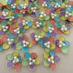 Multicolour Pastel Enamel Floral Pearl Applique Patches – Pack of 10