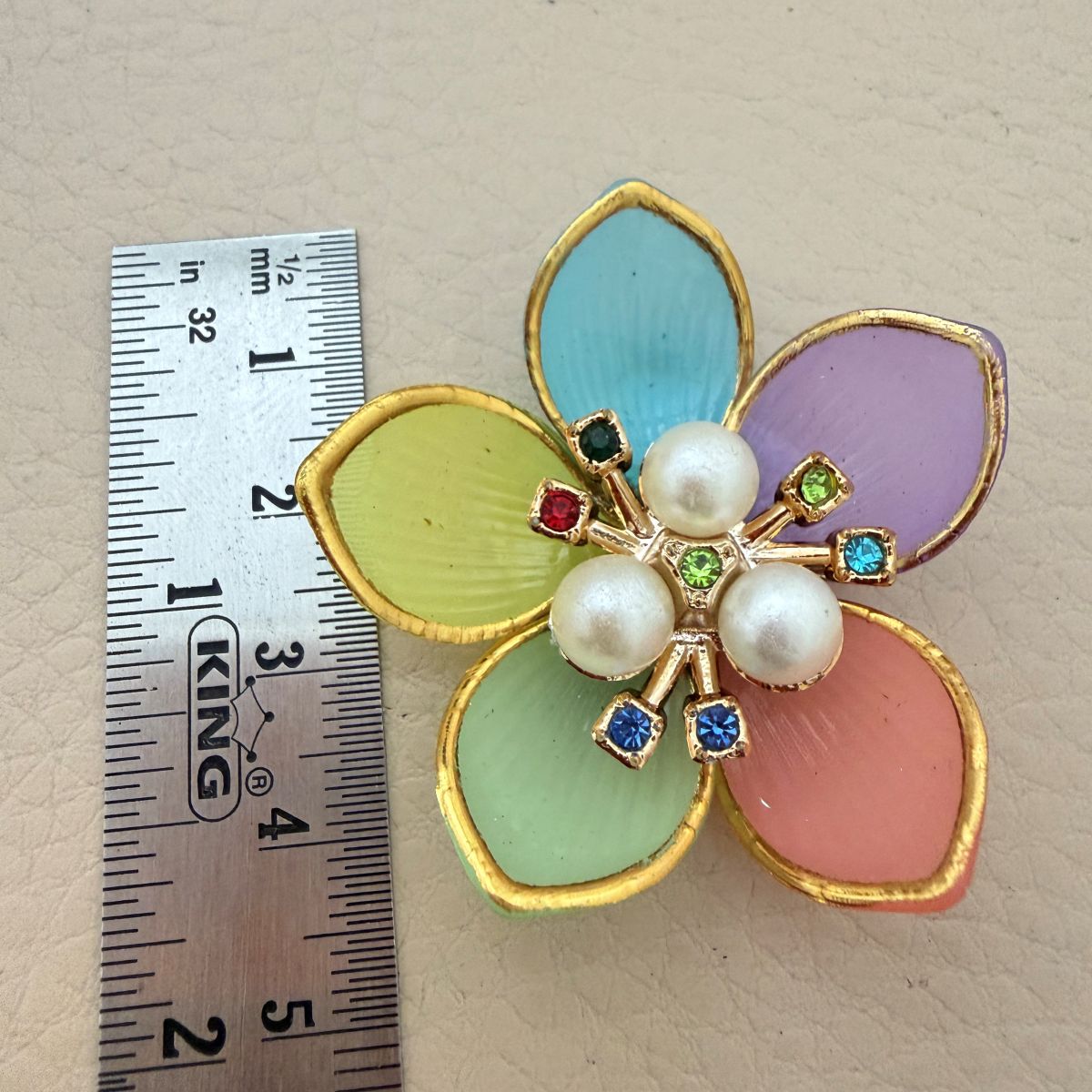 Multicolour Pastel Enamel Floral Pearl Applique Patches – Pack of 10