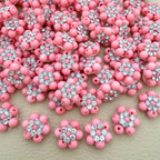 Pink Rhinestone Flower Bead Patch for craft supplies– pack of 25