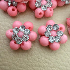 Pink Rhinestone Flower Bead Patch for craft supplies– pack of 25