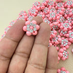 Pink Rhinestone Flower Bead Patch for craft supplies– pack of 25