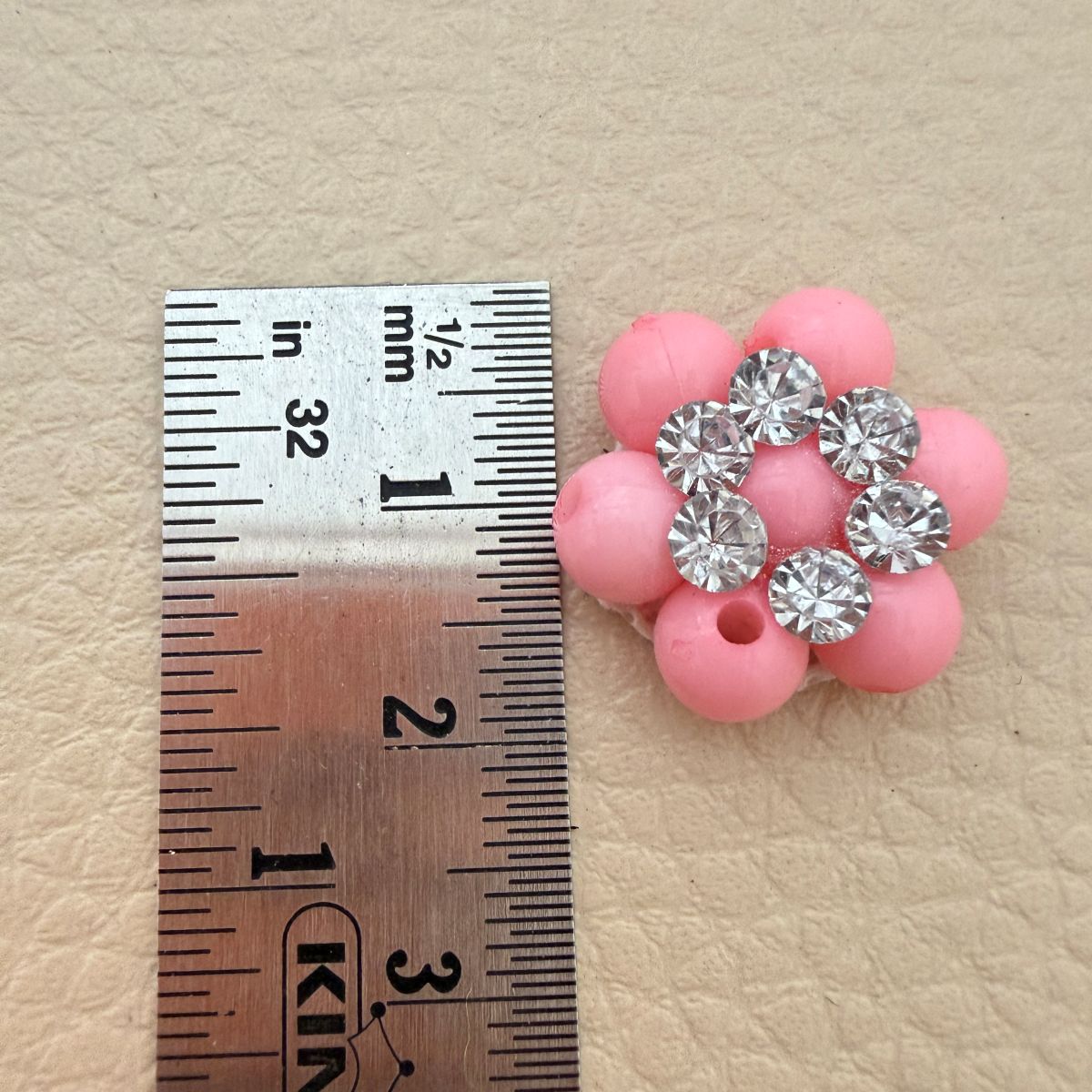 Pink Rhinestone Flower Bead Patch for craft supplies– pack of 25