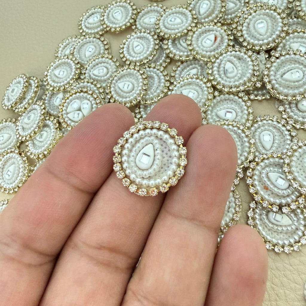 White Pearl & Rhinestone lehenga embellished Applique Patch – Pack of 25