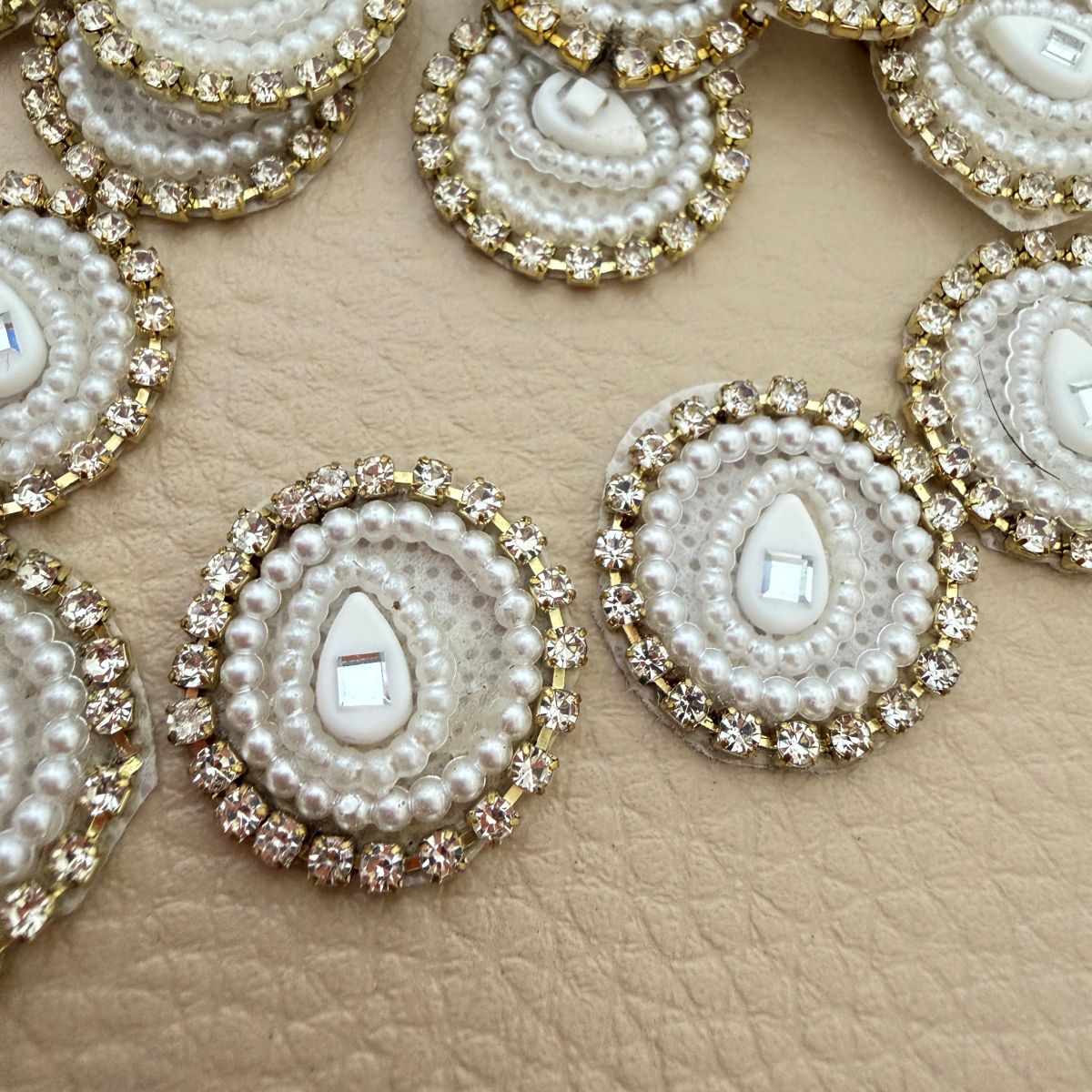 White Pearl & Rhinestone lehenga embellished Applique Patch – Pack of 25