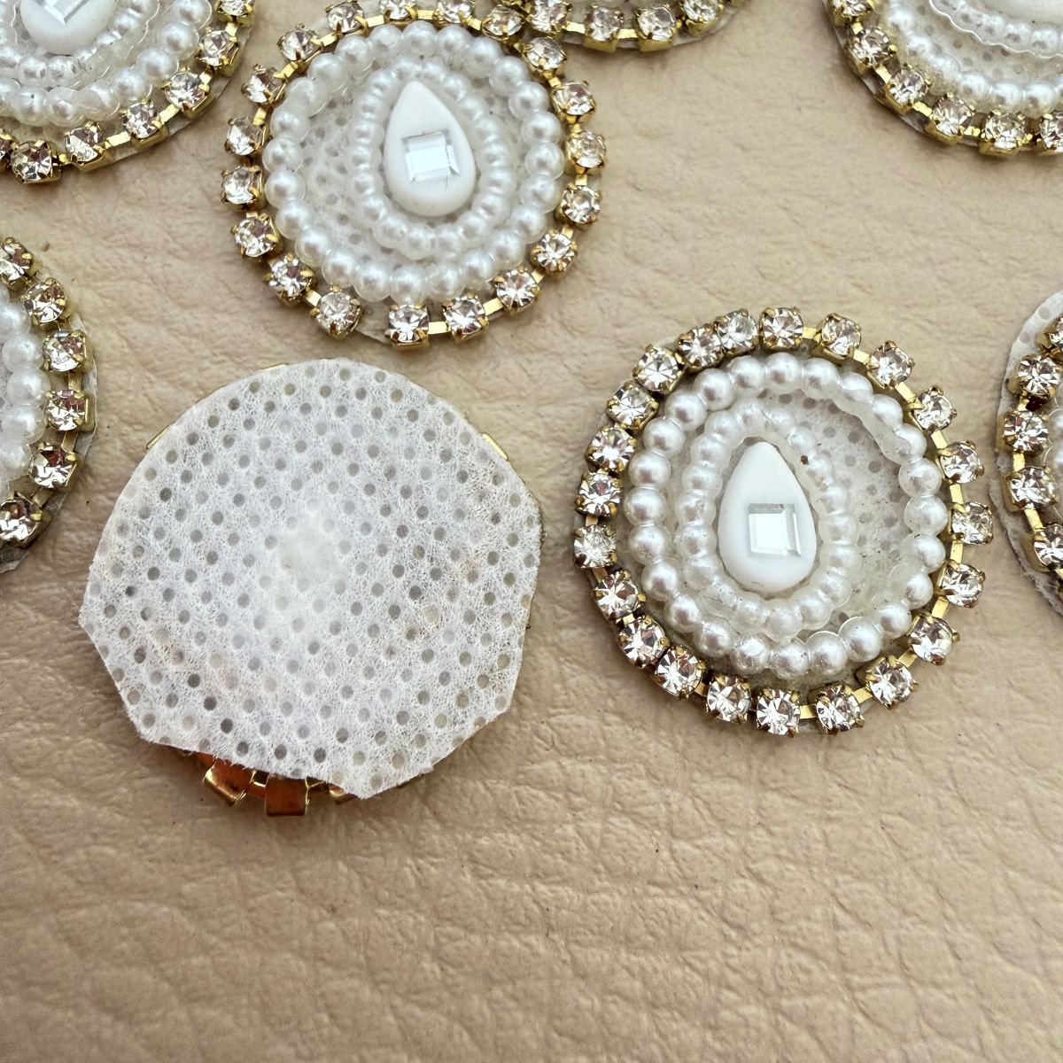 White Pearl & Rhinestone lehenga embellished Applique Patch – Pack of 25