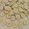 Handmade Round Pearl & Rhinestone Motifs Patch – Orange – Pack of 25
