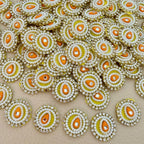 Handmade Round Pearl & Rhinestone Motifs Patch – Orange – Pack of 25