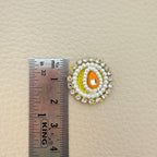 Handmade Round Pearl & Rhinestone Motifs Patch – Orange – Pack of 25