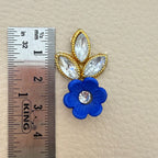 Flower & Crystal Leaf Rhinestone Patch | Royal Blue Floral Appliqué