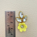 Yellow Gold Zari Crystal Leaf Floral Applique Patches – Pack of 25