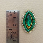 Emerald Green Beaded Rhinestone Patch – Hand-Embellished Sew-On Motif