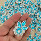 Sky Blue Crystal Rhinestone Floral Patch – Pearl & Marquise Embellishment