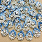 Blue Pearl Crystal Paisley Applique Patches – Pack of 10