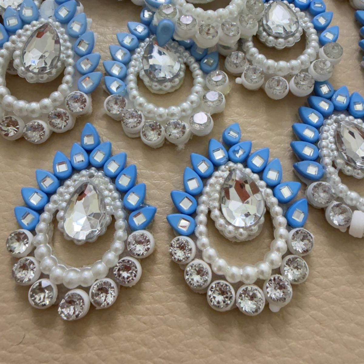 Blue Pearl Crystal Paisley Applique Patches – Pack of 10
