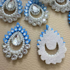 Blue Pearl Crystal Paisley Applique Patches – Pack of 10