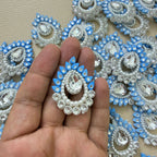 Blue Pearl Crystal Paisley Applique Patches – Pack of 10