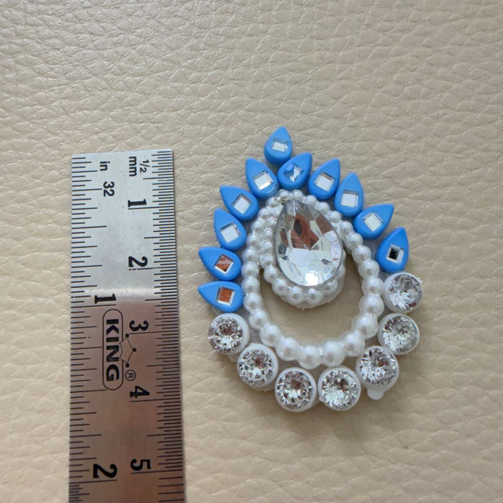 Blue Pearl Crystal Paisley Applique Patches – Pack of 10