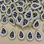 Navy Blue Teardrop Beaded Patch – Crystal Leaf Motif